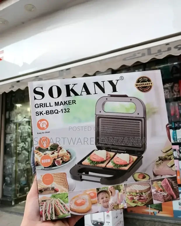 Sokany Electric Panini Press Grill, Non-stick Coated Plates