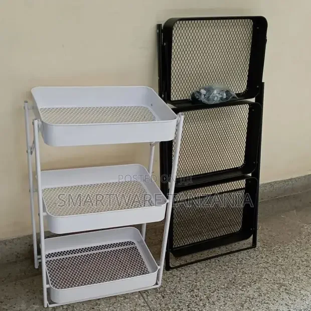 Storage Trolley, Foldable Storage Trolley 3-Tier Storage Cart