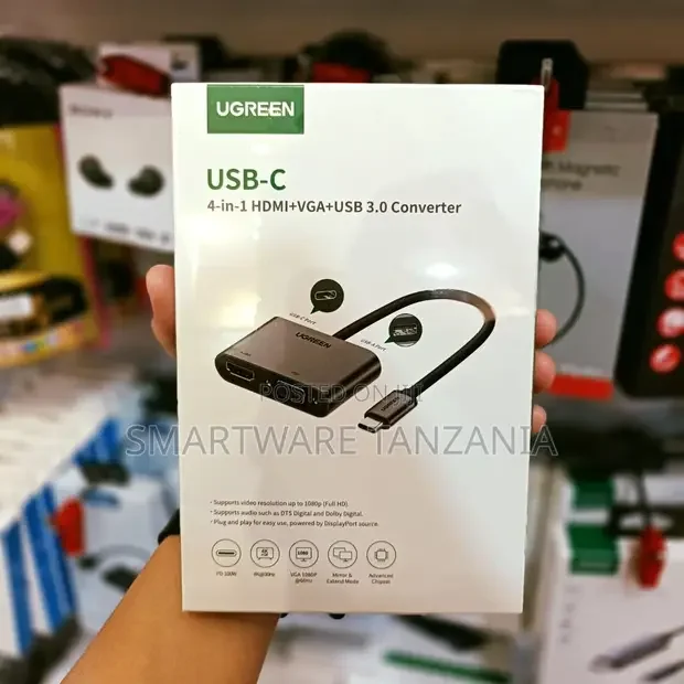 Ugreen Usb-C 4-in-1 Hdmi Vga Usb 3.0 Adapter Hub 1080p Converter