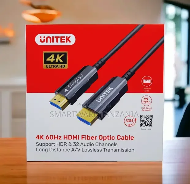 Unitek 60hz Hdmi Fiber Optic Cable 50m 18gbps Lossless