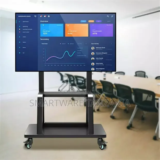 Universal Black Mobile TV Cart for 32-75 TVS With Wheels