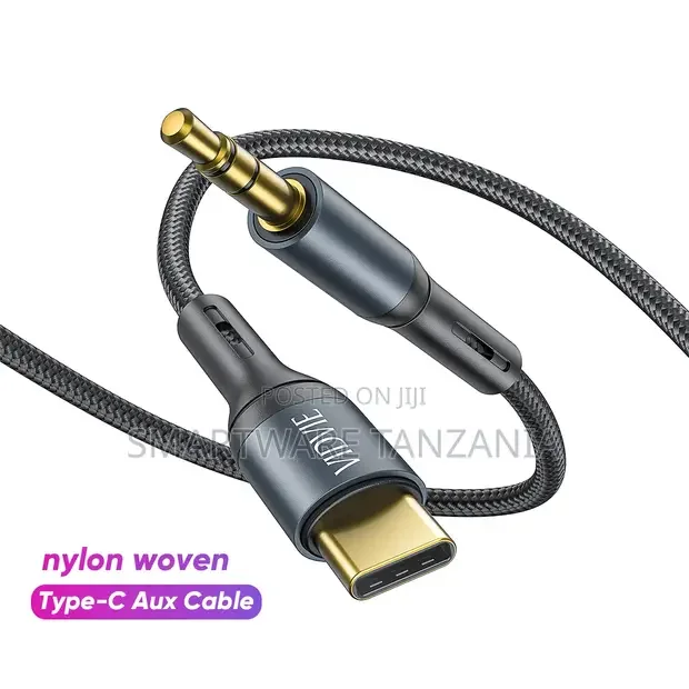 Vidvie Black Nylon Usb-C to 3.5mm Male Aux Audio Cable for Car Stereo