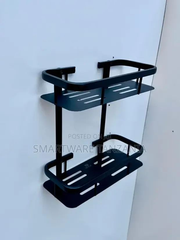 Wall Mounted 2 Tier Shelf No Drill Bathroom Shampoo Holder