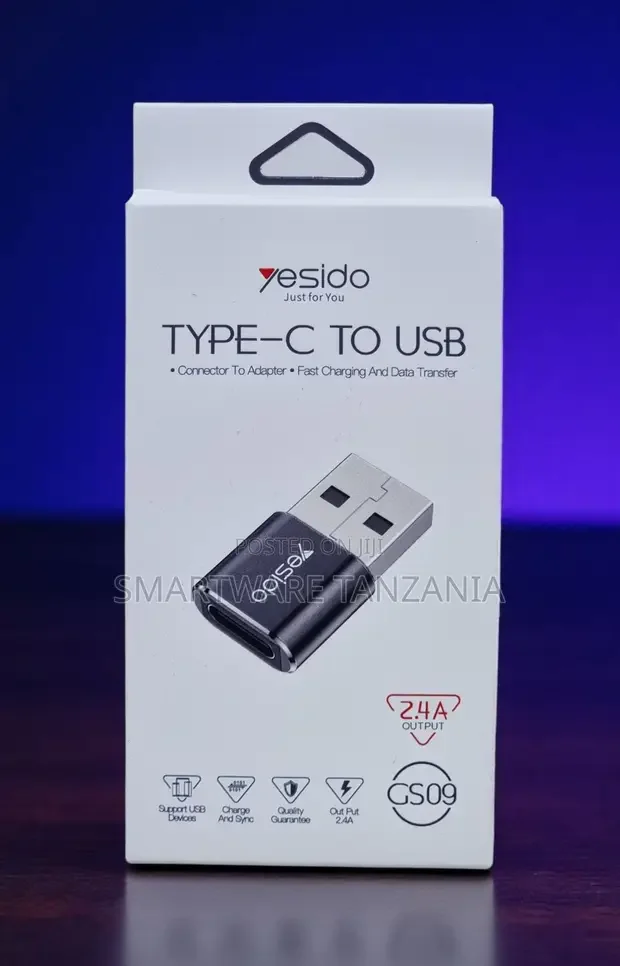 Yesido Gs09 Type-c Female To Usb-a Male Adapter 2.4a Charge
